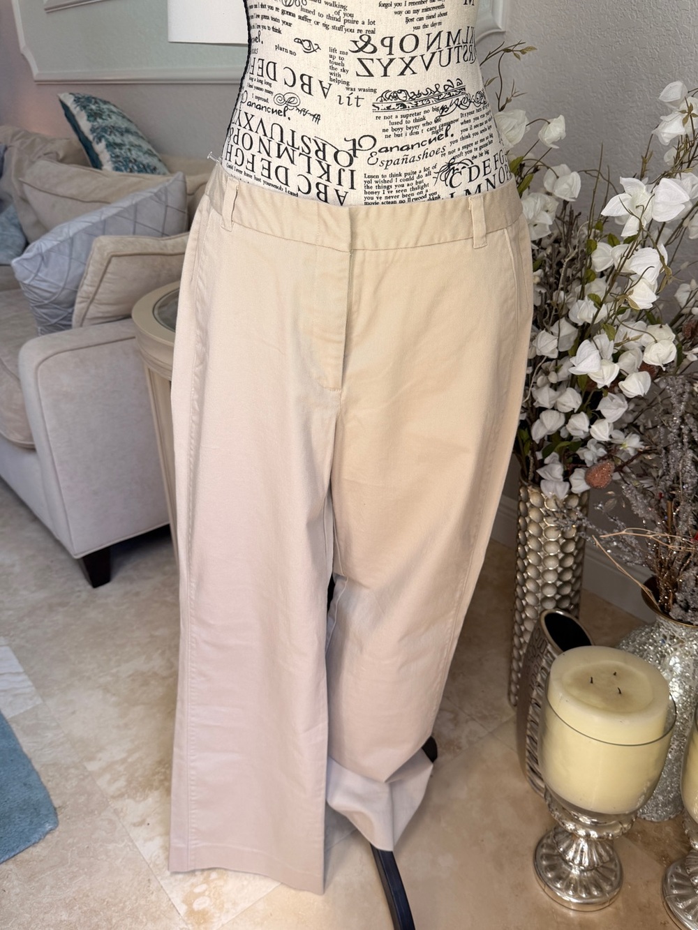 GUC The Limited Stretch Bootcut Khaki Pants Size 12 Regular Tan Business Casual